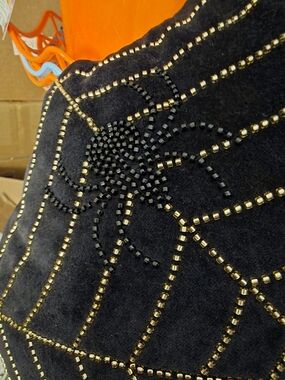 Threshold Black Spider Web HAND BEADED PILLOW